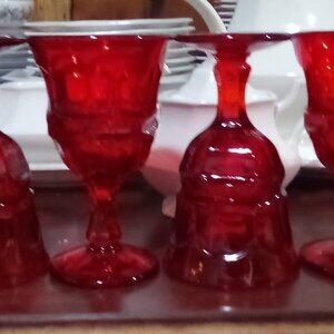 Fostoria red Argus wine glasses